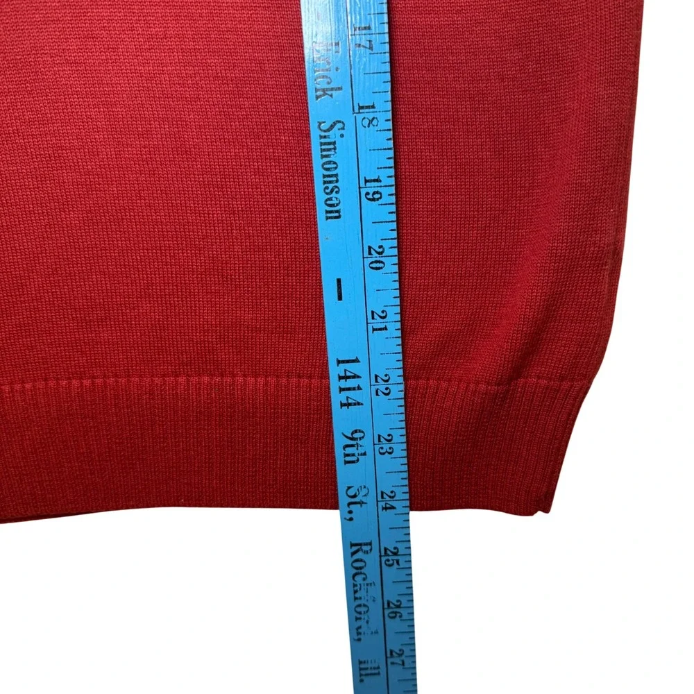 Jeanne Pierre Henna Red Cotton Shawl Collar Button Sweater R5214 Medium New‎